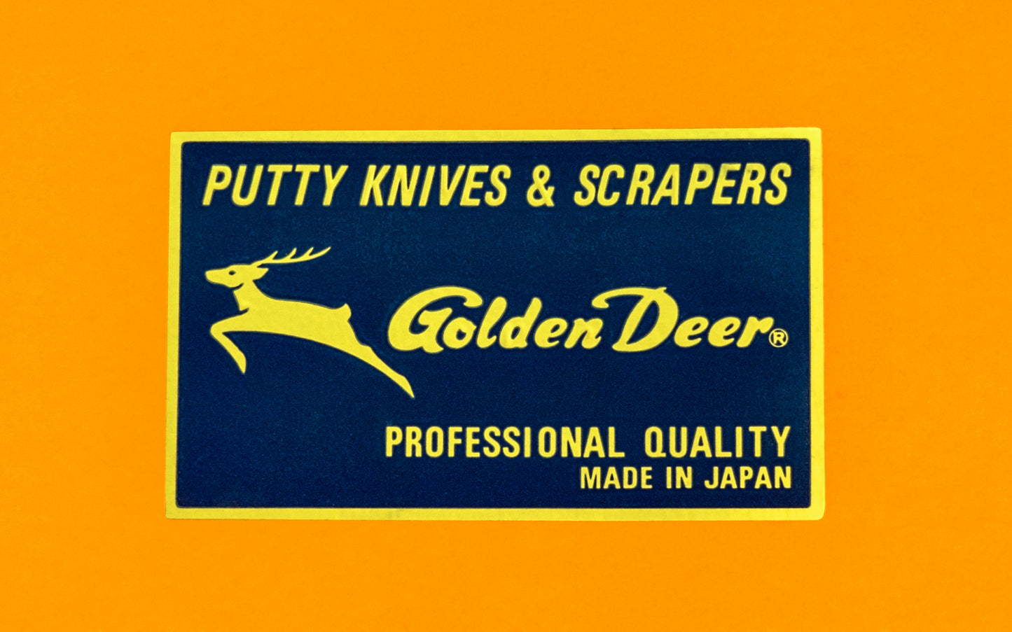 This Japanese 1-1/2" wide putty knife is a stiff putty knife made by "Golden Deer". Made of high carbon steel with heavy duty nylon handle.  Made in Japan. Golden Deer Brand.  Thick Stiff Putty Knife Blade. Japanese putty knife. Stiff Blade