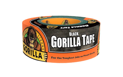 Gorilla Tape, Black - 1.88" x 10 Yards is made with double-thick adhesive, strong reinforced backing, & a tough all-weather shell. This duct tape is great for projects & repairs both indoors & out. Gorilla tape sticks to smooth, rough & uneven surfaces, including wood, stone, stucco, brick, metal & vinyl. 052427010384