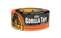Gorilla Tape, Black - 1.88" x 30 Yards is made with double-thick adhesive, strong reinforced backing, & a tough all-weather shell. This duct tape is great for projects & repairs both indoors & out. Gorilla tape sticks to smooth, rough & uneven surfaces, including wood, stone, stucco, brick, metal & vinyl. 052427010483