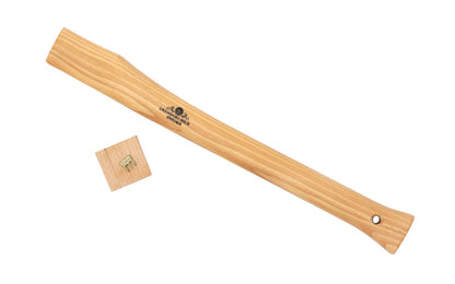 Gränsfors Bruk replacement hickory handle designed for the Carpenter's Axe No. 465. The wooden shafts are impregnated with warm linseed oil & beeswax, which increases the quality of the shafts. include a wooden wedge & a three-legged iron wedge. Model No. 465H. 7391765465061