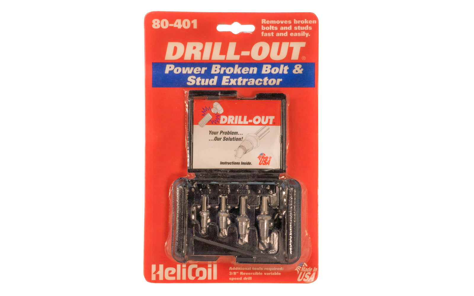 HeliColi Drill-Out. Power Broken Bolt & Stud Extractor Set. 1/4
