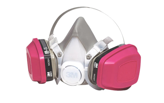This 3M Household Multi-Purpose Respirator is for use with non-harmful sprays & vapors from pesticides, stains, varnishes, coatings, & sealants. Good for odor reduction. 3M Model 65021H1-DC. NIOSH approved: OV/P100. Replacement filter cartridge available.  Made in USA 051141902777