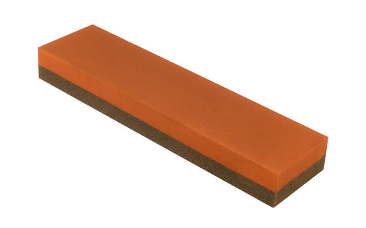 Norton combination coarse / fine grit Inida bench stone produces keen, long-lasting edges with its combination of coarse & fine grit aluminum oxide abrasive. Use with oil. Ideal for clean deburring, it will produce sharp edges & quality finishes. 8" length  x  2" width  x  1" thickness. Norton, Saint Gobain Model IB8.
