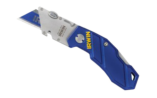 Irwin Folding Utility Knife - 2089100. The Irwin Folding Utility Knife is a heavy duty utility knife which includes a quick change button, wire stripper notch, & an anchored belt clip. 038548093215