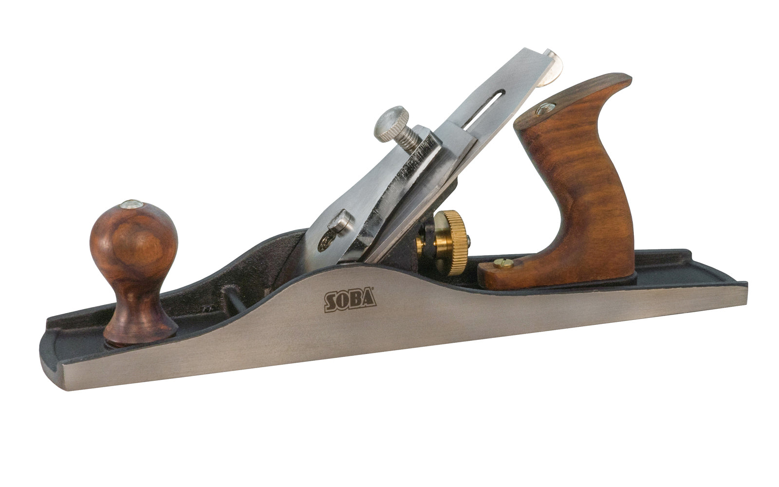 No. 5 Smoothing Jack Plane is excellent for general shaving of wood surfaces. It is great for the rapid & rough removal of wood stock, before finer planes that generally follow for finishing. Cutting iron is made of high carbon steel, hardened & tempered under precise control. resting at 25° angle. Made by Rider / Soba
