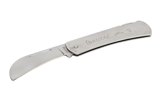  A quality Bahco Hook Shaped Foldable Stainless Pruning Knife for all gardening & pruning work such as flower cutting & cutting of twigs & young stems. Made of stainless steel. Foldable for safe transportation. Comfortable, very thin stainless steel handle. Thin design to fit into the pocket. Model K-GP-1. Made in UK.