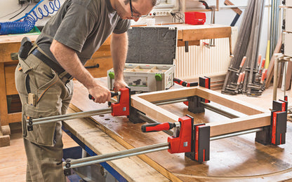 These Bessey K Body Revo KP Framing Set ~ Four 90° Clamping Blocks are perfect for four corner framing. Clamping force is applied precisely so each component is aligned at 90 degrees. 4 blocks per set. These blocks can be used with Bessey K Body clamps from 12" to 98".  For pictures, drawers & doors. Made in Germany.