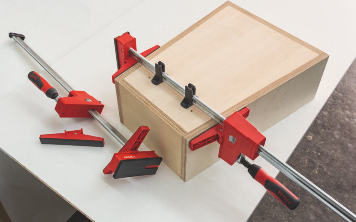 These Bessey K Body Revo Jaw Adapters are soft faced tilting pads that attach to the clamping jaws of Bessey K Body Revo clamps. Adjustable within a tilting range of -15 or +15. Ideal for glue-ups that are not 90 degrees. Suitable for KRE, KREV, KR, KRV clamps. Model No. KR-AS. Soft gripping surfaces, bevelled surface.