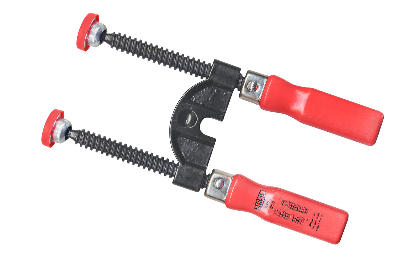 These Bessey Double Screw edge clamps are suitable for conventional screw clamps with a max rail thickness of 1/2" (13 mm). Comes with two plastic pressure caps to protect the work surface - Model No. KT5-2 - 4008158004587 - Double Screws  - With Wooden Handles - Two Screw Edge Clamps - Double Screw Clamps