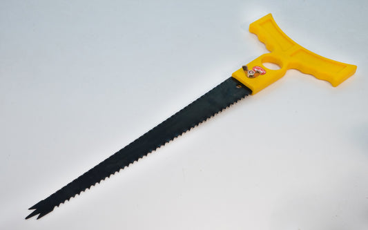Japanese Kanzawa Double-Sided Fine & Coarse General Purpose Saw. The handle is made of plastic material. 12" long blade. 17" overall length saw. Kanzawa Tekko Co., Ltd - Model No. K-430.   Made in Japan. High Carbon Steel Blade with self drilling point