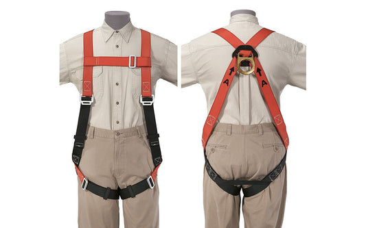 Klein Tools Fall-Arrest Harness, Large Size Is Designed to arrest free falls and distribute impact forces over thighs, pelvis, chest and shoulders as required by OSHA. for workers who also need positioning in addition to fall arrest, this harness allows insertion of an existing positioning belt through 5-Inch (127 mm) backstrap loops on the harness