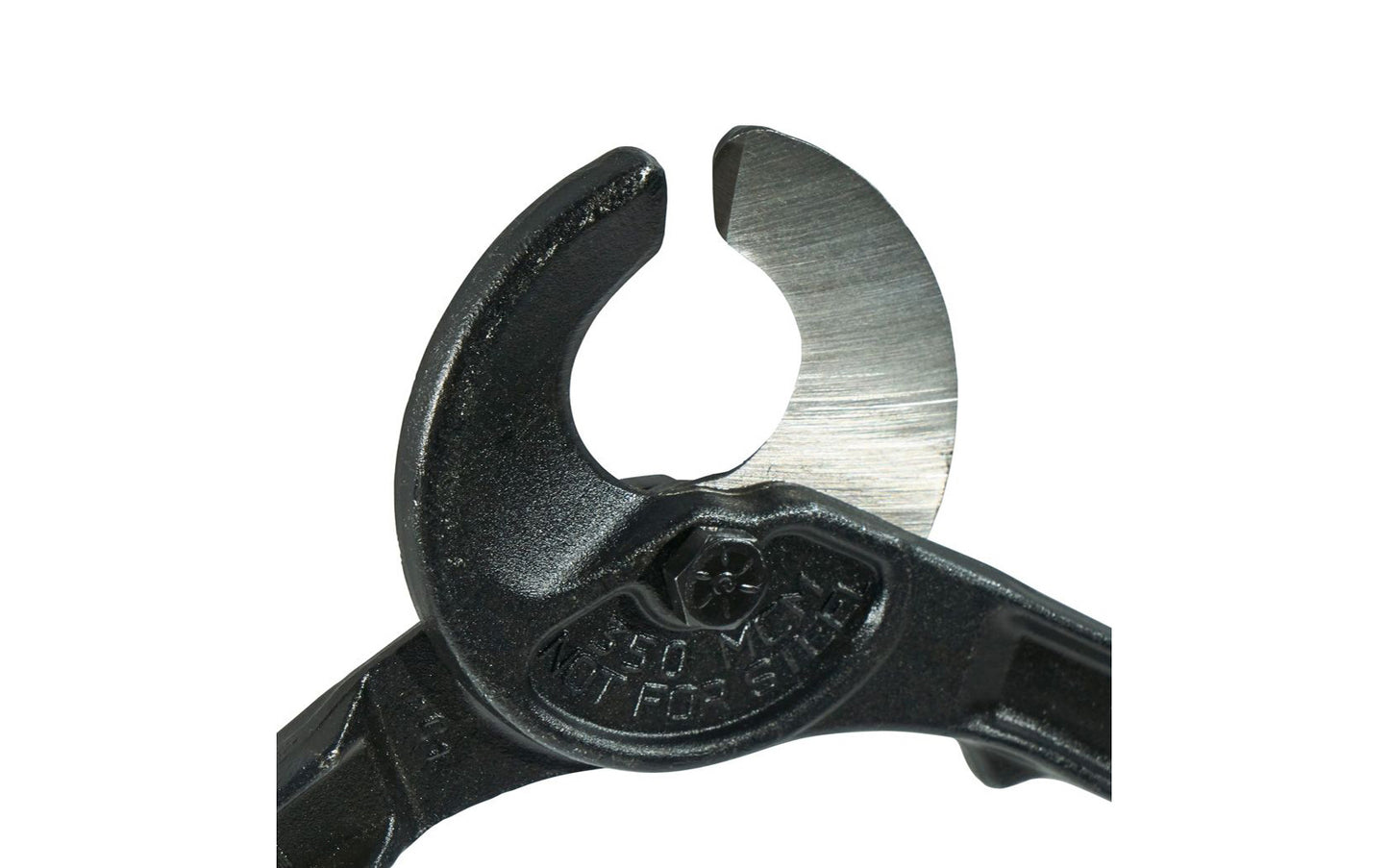 This Klein Tools Utility Cable Cutter features shear-cutting blades that cut 350 MCM Copper and 350 MCM Aluminum cable. Made from forged steel with black-oxide finish for long life. Shear-type hook jaws grab and hold cable. Non-slip vinyl grips on 16-Inch handles keep this tool safely in your hands. Does not cut steel or ACSR.  Made in USA