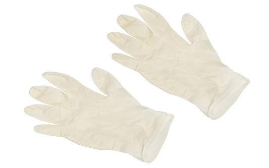 These powdered Latex gloves are good disposable gloves for variety of uses including laboratories, production, inspection, cleaning & light duty applications. Good for hobby work, arts & crafts. Beaded cuff style. Ambidextrous design fits right or left hand, 4 Mil Powdered Latex 100 gloves in box - Natural rubber latex