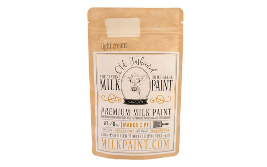 This Milk Paint color is "Light Cream" color - It is a creamy antique white color. Comes in a powder form, you can control how thick/thin you mix the paint. Use it as you would regular paint, thinner for a wash/stain or thicker to create texture. Environmentally safe, non-toxic & is food safe. 100% VOC free. Powder Paint