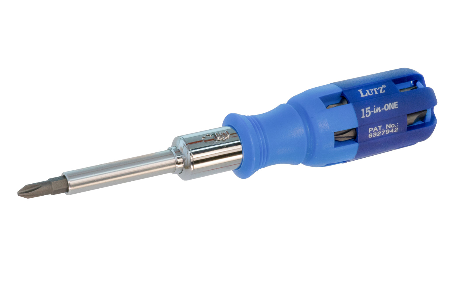 Lutz Tools ~ Lutz 15-in-One Ratchet Screwdriver - 15-in-1 Screwdriver - Ratcheting Screwdriver - Ratcheting - Chamber opens for easy access & storage - Slotted Bits - Square Driver Bits - Phillips Bits - Torx Bits - 8