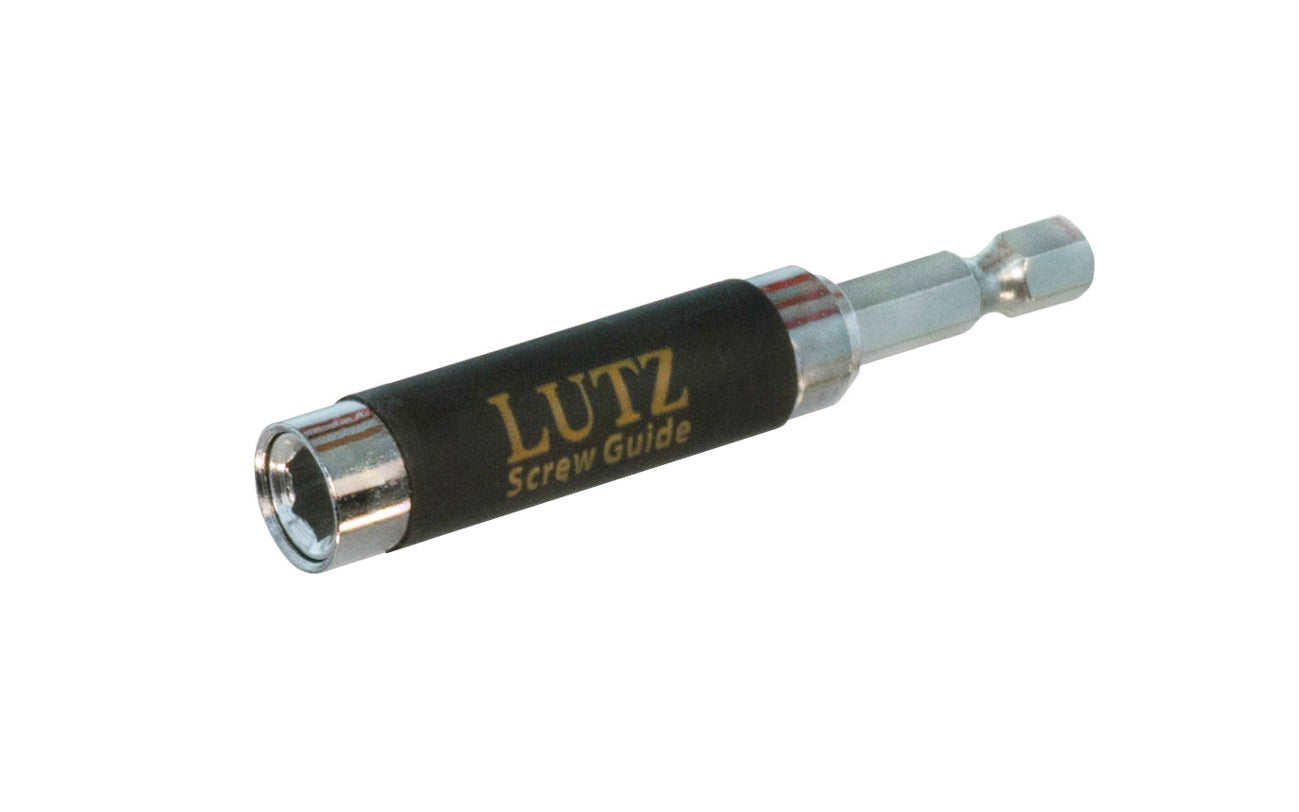 Lutz Compact Magnetic Screw Guide. The outer sleeve slides over screwhead & helps to keep the bit in the screwhead recess. Especially usefully with slotted screws. Model No. 23055. 052427230553