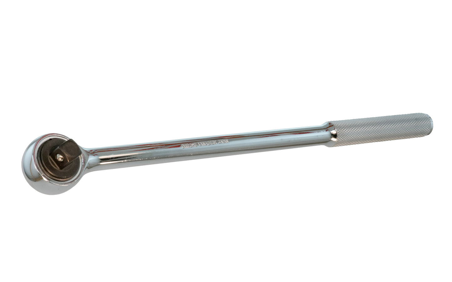 This 15" Ratchet Handle 1/2" Dr. is made of Chrome Vanadium Steel with an etched steel handle for a good grip. Easy change reversible ratchet direction. 15" overall length. 1/2" drive.  Japanese Ratchet Handle.   Made in Japan.