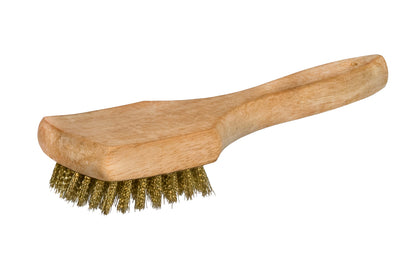 USA-made 8-1/2" long brush made by Magnolia. 3" x 2-1/2" Brass Bristles are staple set in durable wooden handle. General cleaning including for use in the shop, refinishing, stripping paint on home furniture, metal plating & finishing industries or for cleaning parts, sidewall tires - Model No. 6-B - Sidewall Brush