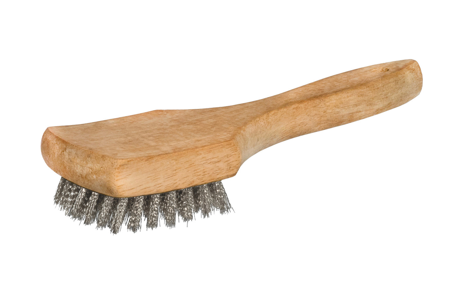 USA-made 8-1/2" long brush made by Magnolia. 3" x 2-1/2" Steel Bristles are staple set in durable wooden handle. General cleaning including for use in the shop, refinishing, stripping paint on home furniture, metal plating & finishing industries or for cleaning parts, sidewall tires - Model No. 6-S - Sidewall Brush