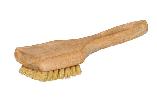 USA-made 8-1/2" long brush made by Magnolia. 3" x 2-1/2" Tampico Bristles are staple set in durable wooden handle. General cleaning including for use in the shop, refinishing, stripping paint on home furniture, metal plating & finishing industries or for cleaning parts, sidewall tires - Model No. 6-T - Sidewall Brush