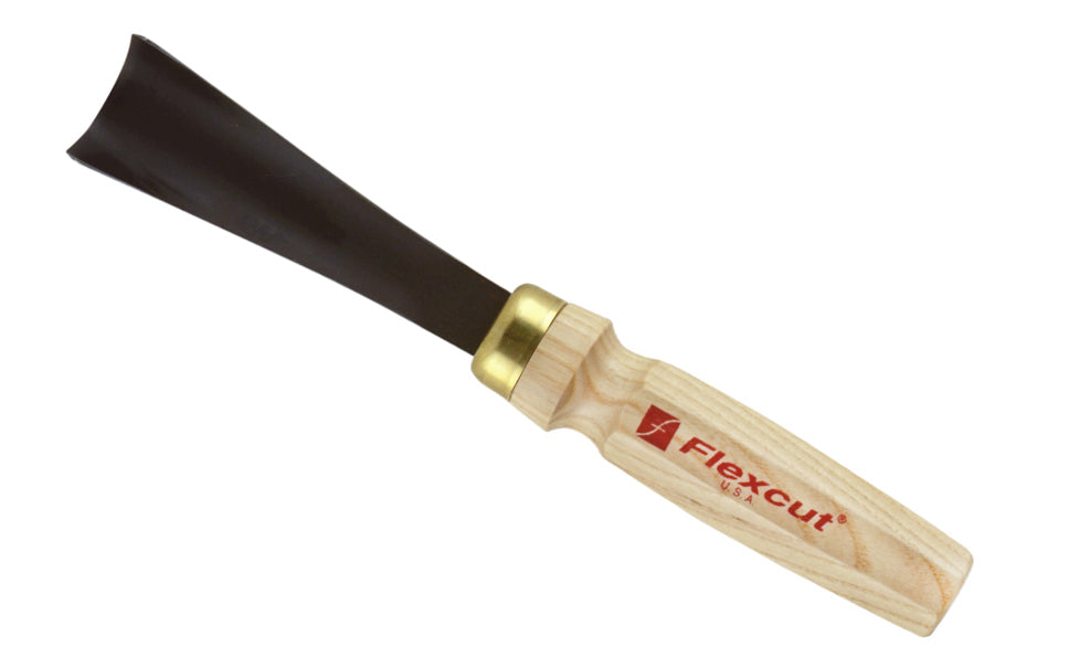 Made in USA • Model MC809 - High Carbon Steel Blade - Flexcut Mallet Carving Tool - Mallet Gouge - Carving Gouge - Shallow Sweep - regular curved gouge - Mallet gouge tool can be used by hand or struck with a mallet - Sculpture mallet gouge - Hardwoods - No. 9 Sweep - #9 Sweep x 1-3/8" (35 mm) wide blade - 651646088091 - Flexcut MLT Tool