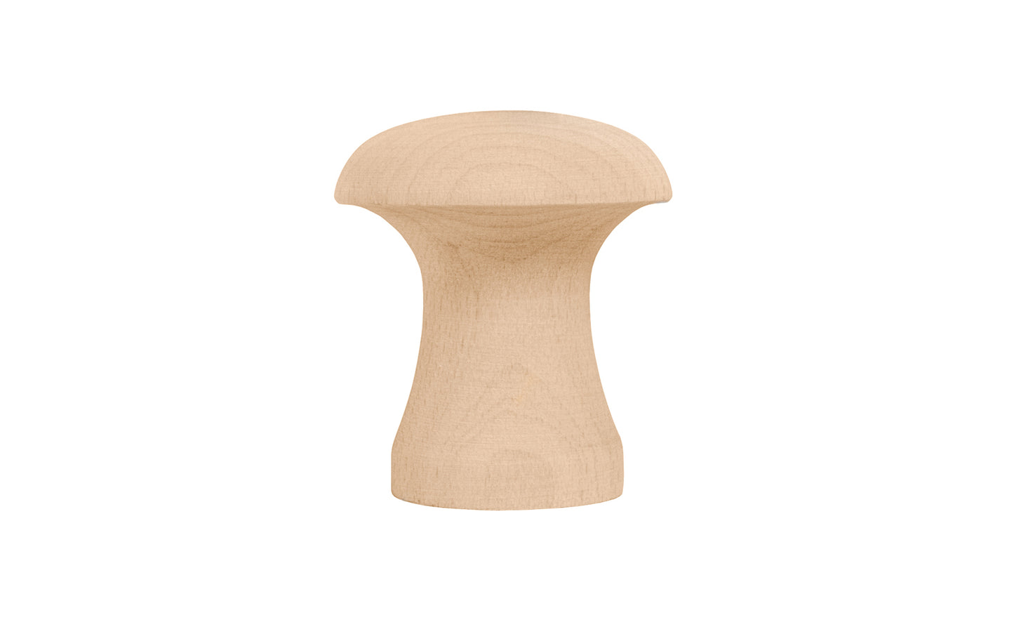 Classic & traditional Shaker-style solid wood cabinet knobs. Maple Wood Knob. These charming wood knobs have a smooth & attractive look & feel. Wooden shaker knob for cabinets, drawers, & furniture. Unfinished mushroom shape wood knob.