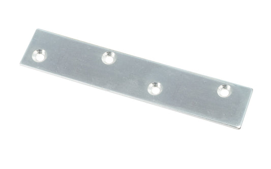 6" Zinc-Plated Mending Plate. These flat mending plate irons are designed for furniture, cabinets, shelving support, etc. Allows for quick & easy repair of items in the workshop, home, & other applications. Made of steel material with a zinc plated finish. Countersunk holes. 6" long size.  Screws not included.