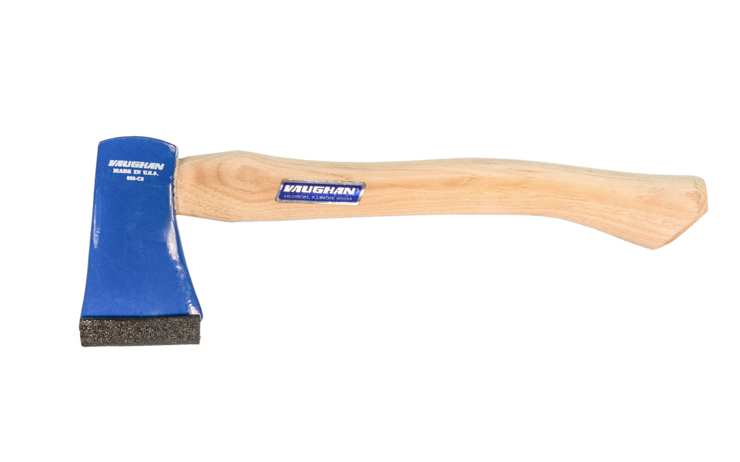 Vaughan's Mini Sportsman Hatchet is lightweight & easy to carry. Model ZS-1/2. 8 oz / 1/2 lb. small hatchet axe. Great for a small backpack, small tool box or tackle box, The head is ground smooth, with a rust-resistant blue finish. Hickory handle. 11-1/4" overall length & 2-1/4" cutting edge. 051218333015. Made in USA