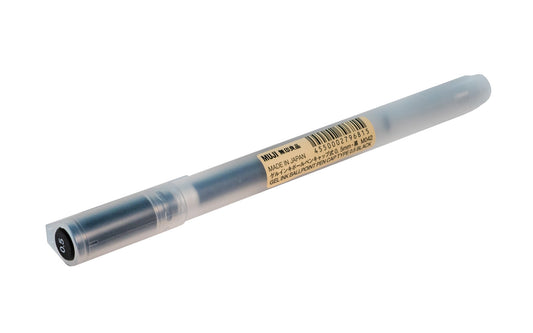 0.5 mm Muji Black Color Pen - Made in Japan. Japanese Gel Ink Ballpoint Pen. Made by Muji. Sold as single pen. Made in Japan. 4550002796815