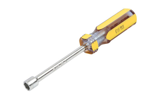 This GreatNeck 5/16" x 4" Nut Driver combines a long handle with a hollow shaft to withstand the most demanding applications. Constructed of chrome vanadium steel for strength and durability, its handle is made with the highest quality acetate.  Made in USA. Model ND7C.