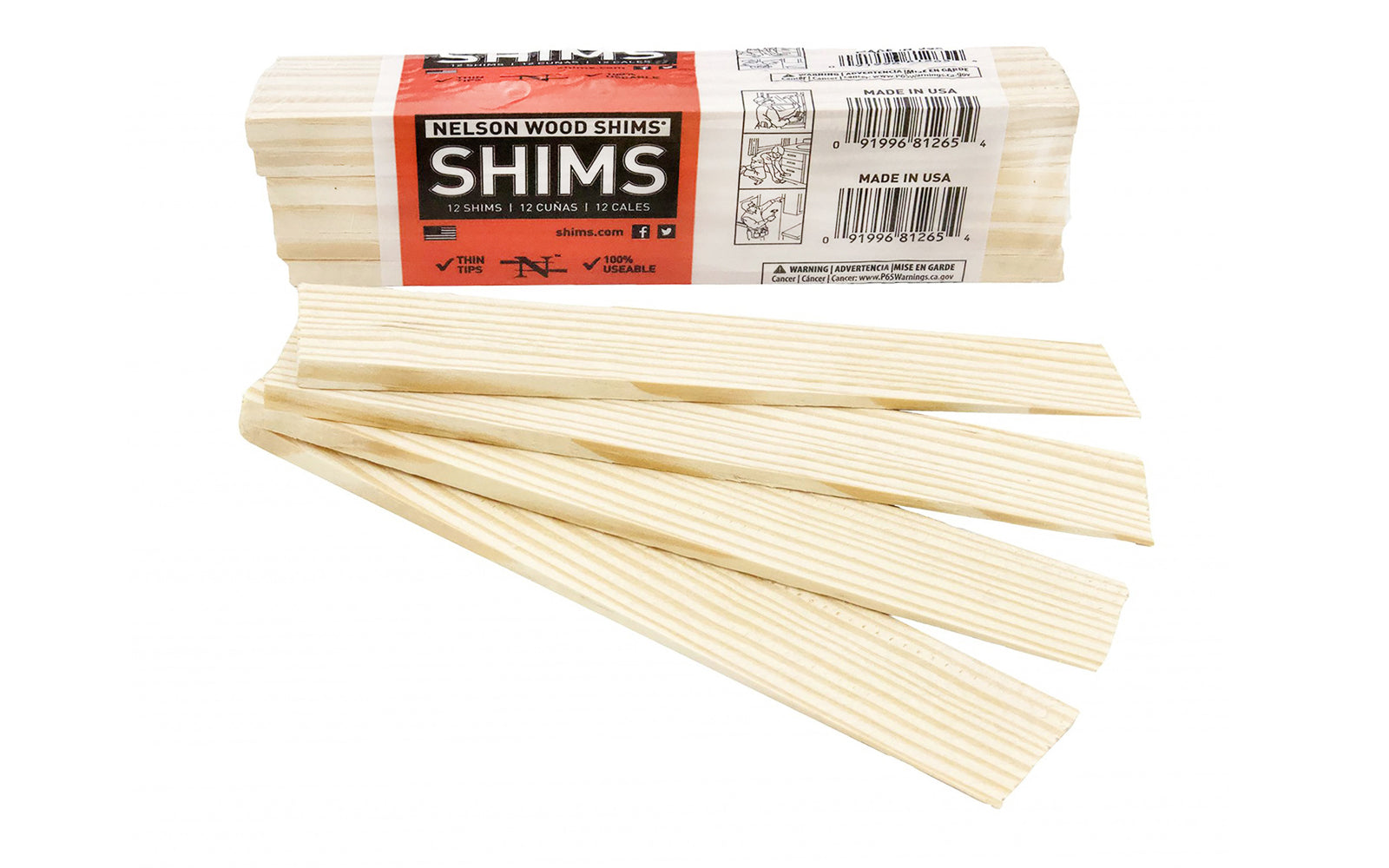 Nelson Wood Shims 8 - 12 Pack