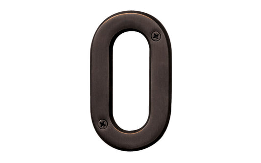 #0 Zero House Number ~ 4" size ~ Made of solid brass material with an oil rubbed bronze finish. Hy-Ko Model BR-420WB/0. Number "0" house number. Old World Bronze finish. Hardware house numbers for outdoors. Includes screws. 029069309404. 
