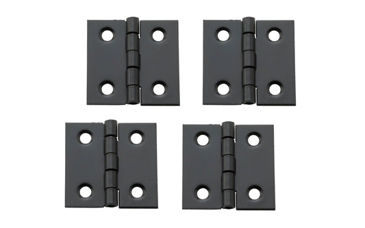 1" x 1" Oil Rubbed Bronze Hinges ~ 4 Pack ~ These small hinges are designed to add a decorative appearance to small chests, jewelry boxes, craft projects, etc. Made of steel material with an oil rubbed bronze finish. 1" high x 1" wide. Surface mount. Non-removable pin. Sold as a pair of hinges. National Hardware Model No. N211-019. 886780014273. 4 Pack