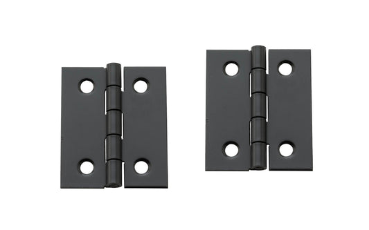 1-1/2" x 1-1/4" Oil Rubbed Bronze Hinges ~ 2 Pack are designed to add a decorative appearance to small chests, jewelry boxes, small cabinet doors, craft projects. Made of steel material with an oil rubbed bronze finish. 1-1/2" high x 1-1/4" wide. Surface mount. Non-removable pin. National Hardware Model No. N211-020. 886780014280. Pair of hinges