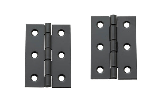 2" x 1-3/8" Oil Rubbed Bronze Hinges ~ 2 Pack ~These medium small hinges are designed to add a decorative appearance to small chests, jewelry boxes, cabinet doors, craft projects. Made of steel material with an oil rubbed bronze finish. ~ Surface mount. Non-removable pin. National Hardware Model No. N211-021. 886780014297. Pair of hinges