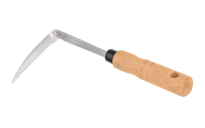 Made in Japan · Japanese Konkon Gama Stainless Steel Serrated Sickle Weeder. Made of stainless steel, the blade of this weeder is serrated & cuts tough weeds & roots. The blade is slightly curved which will help dig into the soil easily. Japanese Asano Weeder with Serration. Hardwood handle. 4538781020727. Taper Tip