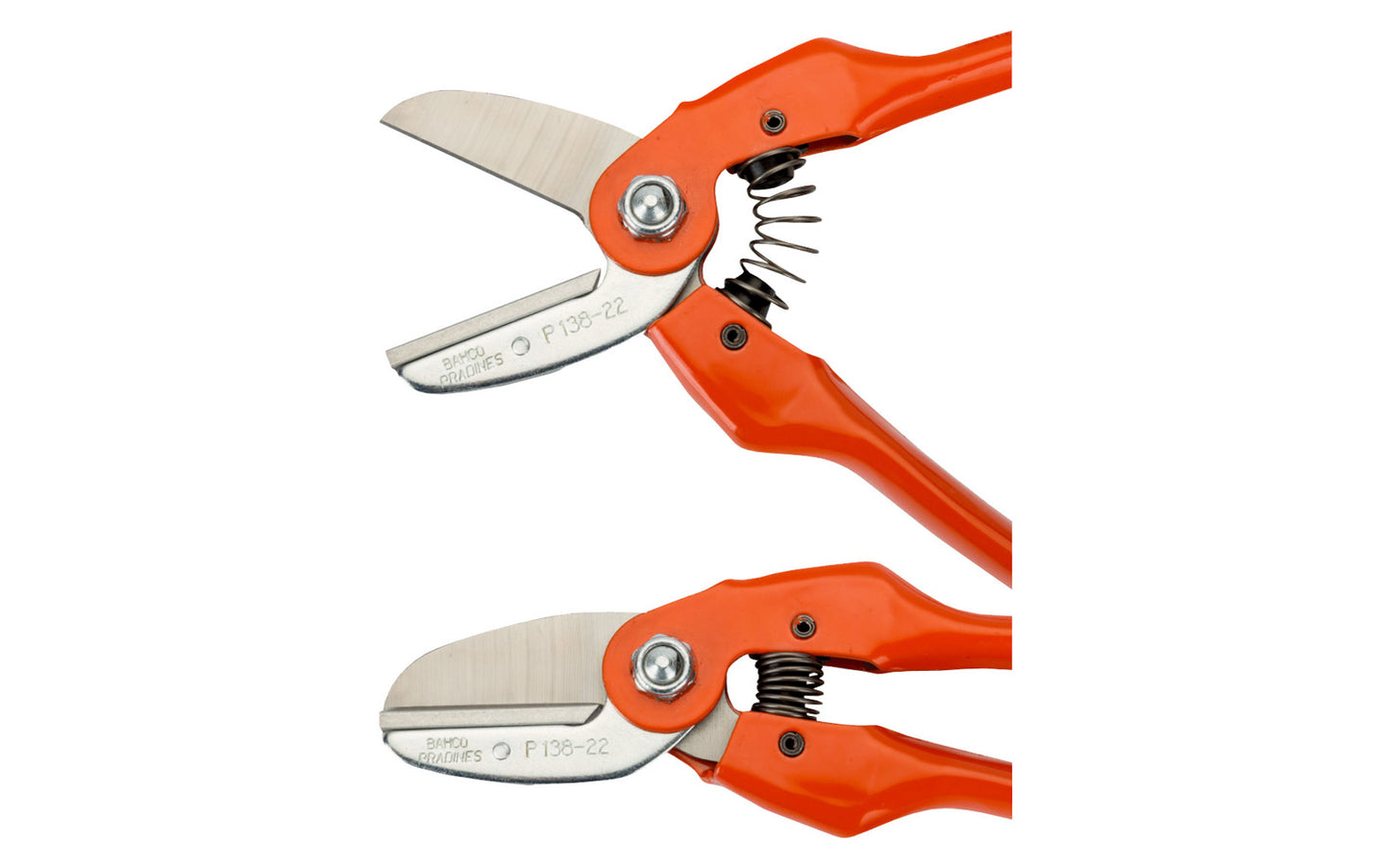 These Bahco Anvil Pruners with Steel Handle have a double-bevelled blade that's fully-hardened. The aluminum anvil which supports branch and spreads the pressure reducing damage. Stamped pressed steel handles. 3/4" (20 mm) cutting diameter max. Made in France. 3/4" (20 mm) cutting diameter max. 7311518301279