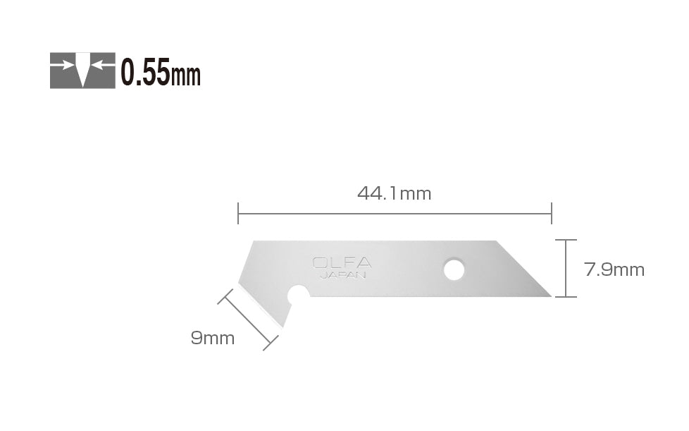 Olfa "PB-450" Plastic Laminate Cutter Blades - 5 Pack.  Made from high-quality carbon tool steel.  Japanese premium carbon tool steel. Made in Japan. 091511500233. Made in Japan