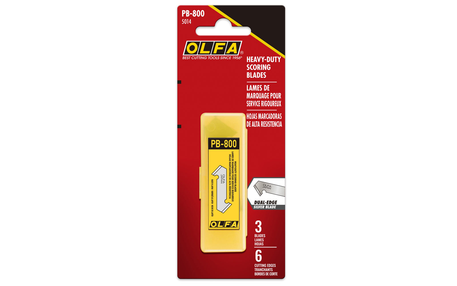 These Olfa "PB-800" Plastic & Laminate Cutter Blades are crafted from premium tungsten steel for extreme toughness & durability. The expertly honed cutting edge creates a fine score line to cleanly snap plastics & laminates with ease. Olfa "PB-800" Replacement Scoring Blades - 3 Pack. 091511600223. Made in Japan