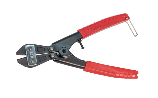 These Japanese "Hit" 8" Mini Bolt Cutters are compound action cutting pliers. The cutting capacity is 9/64" (3.5 mm) mild steel & 1/16" (2.0 mm). The jaws are made of drop forged high grade alloy tool steel with heat treated, blades. Maximum hardness of material to be cut: Brinell 370 / Rockwell C-40. Made in Japan.