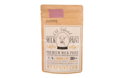 This Milk Paint color is "Plumberry" color - It is a light purple with pink undertones. Comes in a powder form, you can control how thick/thin you mix the paint. Use it as you would regular paint, thinner for a wash/stain or thicker to create texture. Environmentally safe, non-toxic & is food safe. 100% VOC free. Powder Paint