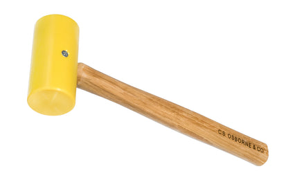 Made in USA · Model #496 ~ A quality American-made poly head mallet made by C.S. Osborne. The strong polymer head is wear resistant & long lasting. The special material absorbs shock & minimizes the mallet bouncing back. Hardwood handle.   Made in USA - Poly-Head Mallet Hammer - Soft Blow Hammer - Non-Marring Mallet