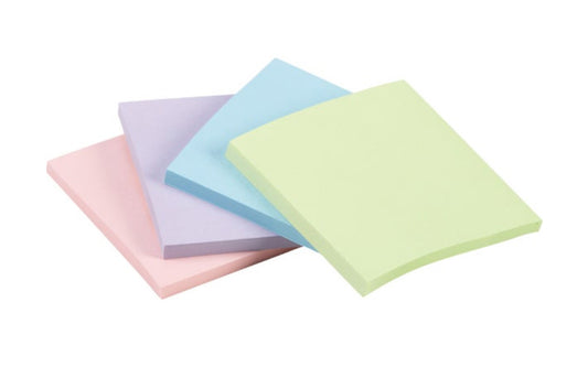 3M Post It Notes 3" x 3" Pastel Colors - 4 PK. Self-stick removable notes. 4-pack of pads with 50 sheets per pad.  Made in USA. Post-It Notes Model 5401. 021200569012. Four Pack. Light Colors. Self-stick removable notes. Self Stick Notes. Sticky Notes Light Colors. 50 sheets pad. Made in USA.