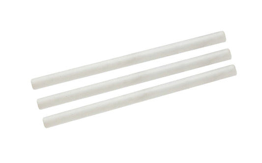 1/4" diameter x 5" size soapstone refill pieces. Made of natural soapstone & marks well on dark surfaces. Great for for marking & outlining welds. Won't contaminate welds. #1 select natural white soapstone pencil refill. 3 Pack. Made by Forney Industries. Model 60305. 032277603059. 1/4" Diameter x 5" Long