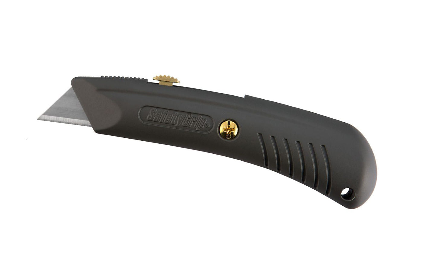 This all-purpose RSG Retractable Metal Utility Knife is lightweight & ergonomically designed. Knife features an over lock nose for added blade stability & a non-slip grip surface. Cutter has three blade depth settings & can hold five additional blades inside. Gray color. 6
