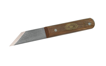 This right hand marking knife by Crown Tools has a bevel on one side of the blade & is flat on the other side. The flat side runs against a straight edge or tri square when marking across work. Great for precision & accurate marking on wood material.  Made in Sheffield, England. Model 112W.