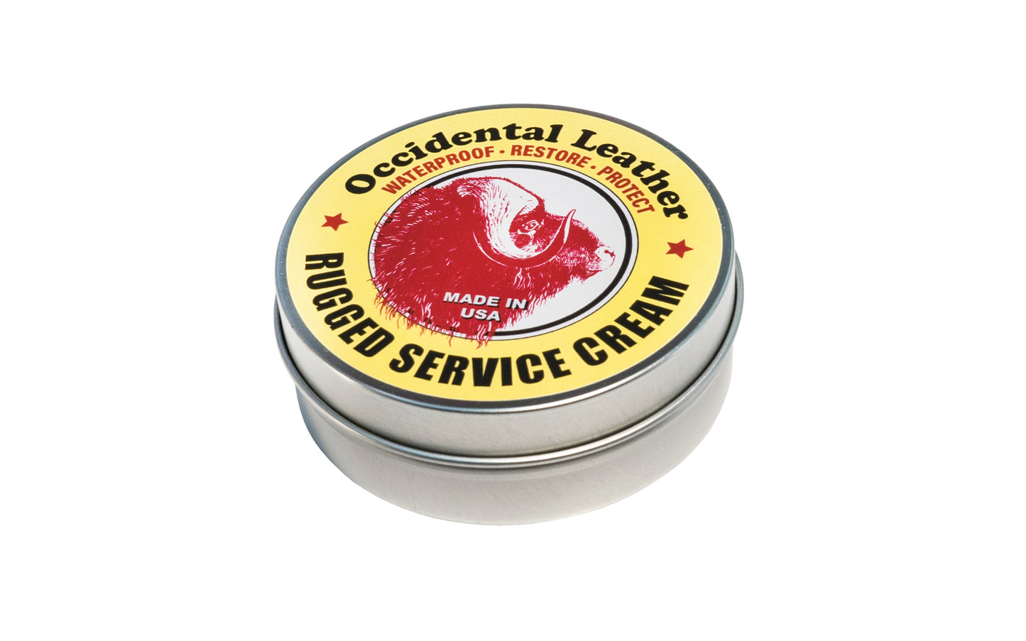 Made in USA - Rugged Service Cream by Occidental Leather coats & penetrates fibers to inhibit oxidation, & maintains a desirable level of lubrication in leather, allowing fibers to bend & move for long life. Cream is chemically neutral, carrying no salts or harsh solvents. Model 3850. Safe on Skin. Beeswax. Natural