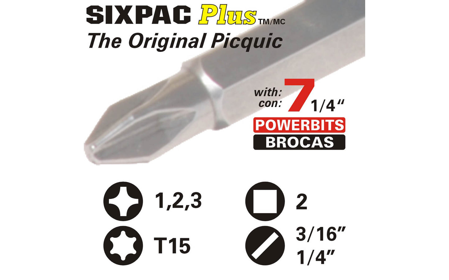 Picquic Black "Sixpac Plus" Multi-Bit Screwdriver