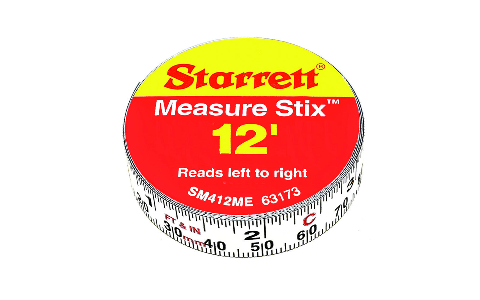 Starrett 4m - 12' Measure stix is manufactured with high quality precision steel. Produced with a permanent adhesive backing providing convenient, at-a-glance measurements. Can be mounted on work benches, saw tables, drafting tables, and more. The stix easily cut to proper size with scissors. Reads with left to right.