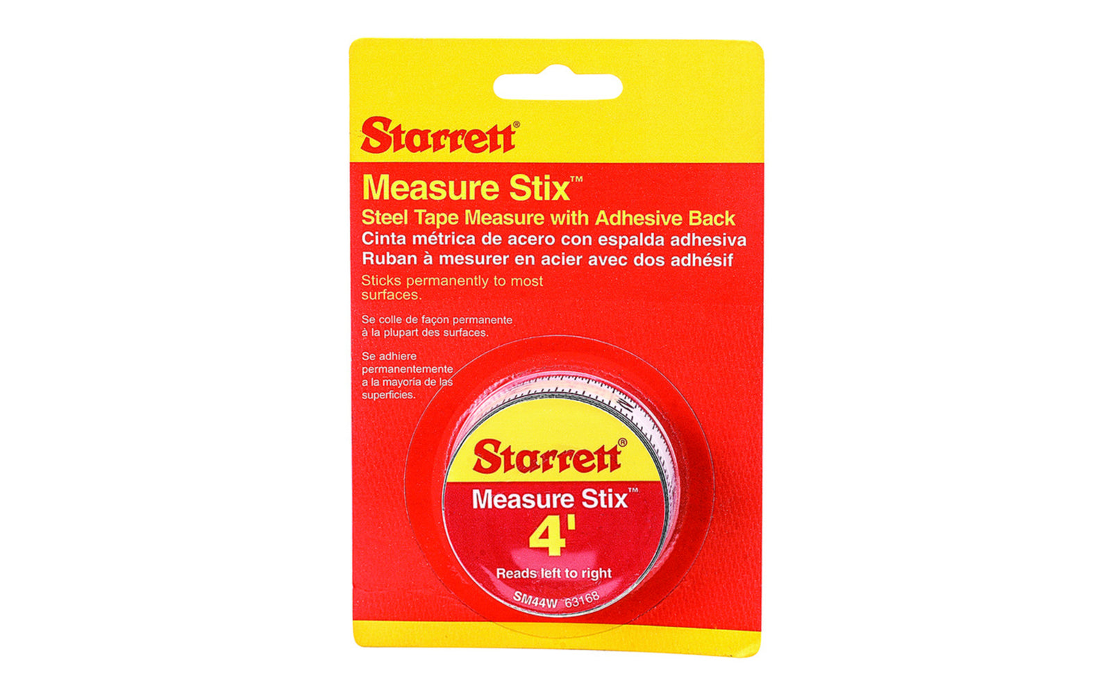 Starrett 4' Measure stix is manufactured with high quality precision steel. Produced with a permanent adhesive backing providing convenient, at-a-glance measurements. Can be mounted on work benches, saw tables, drafting tables, and more. The stix easily cut to proper size with scissors. Reads with left to right.